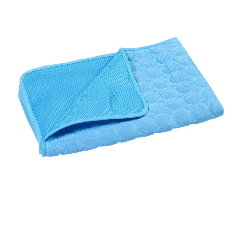 Blue Cooling Dog Mat & Pad on a white background