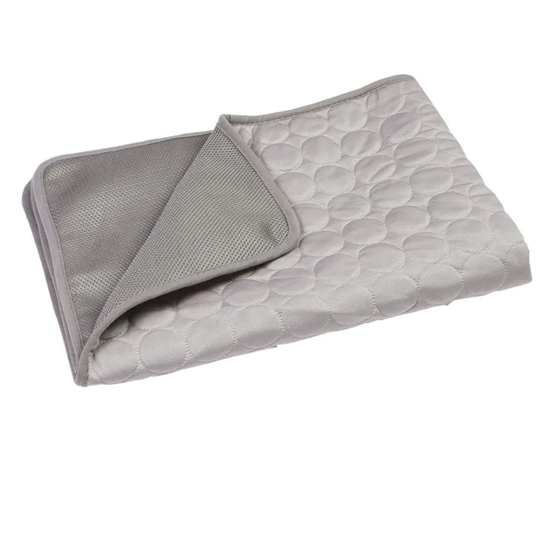Gray Cooling Dog Mat & Pad with a pattern on a white background