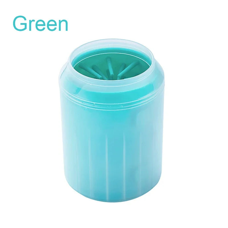 Turquoise soft silicone pet paw cleaner on a white background