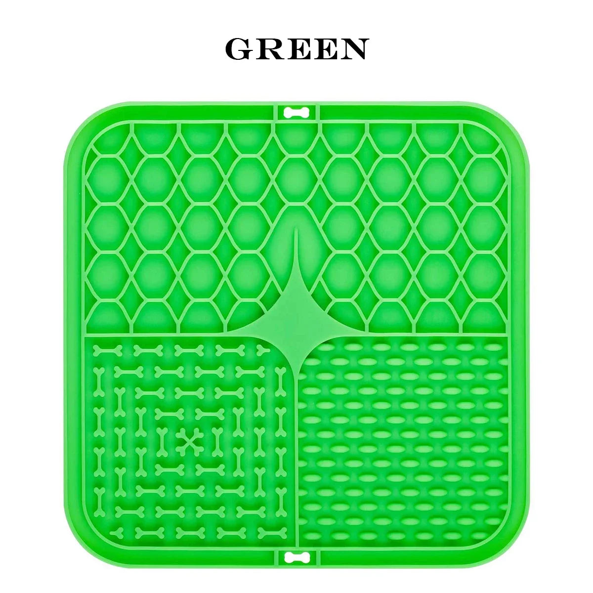 Green silicone mat with textured design on a white background