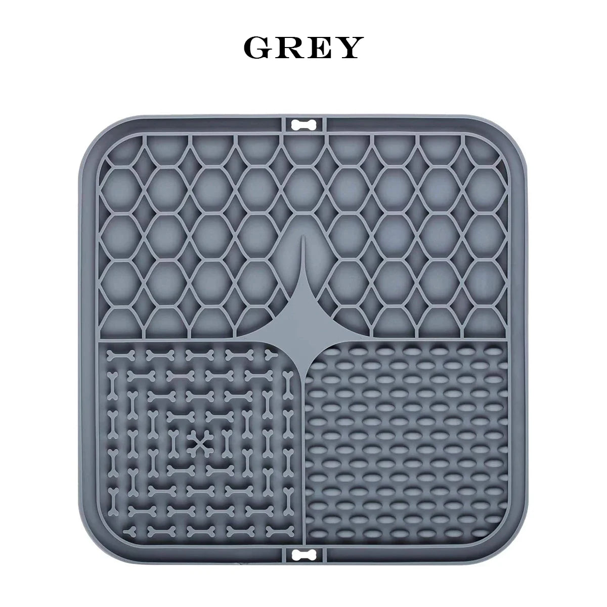 Gray silicone mat with textured design on a white background