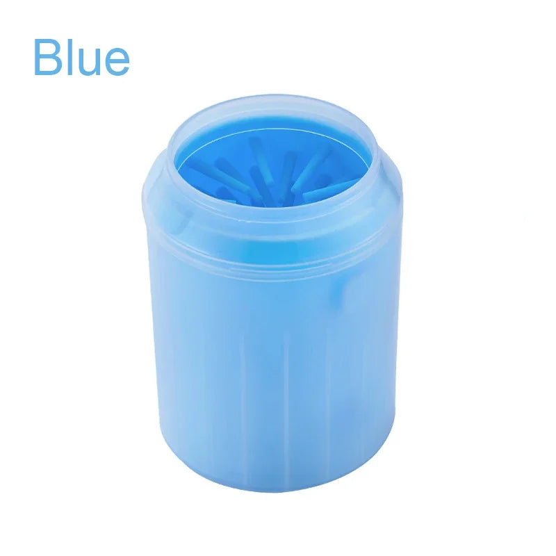 Blue soft silicone pet paw cleaner on a white background