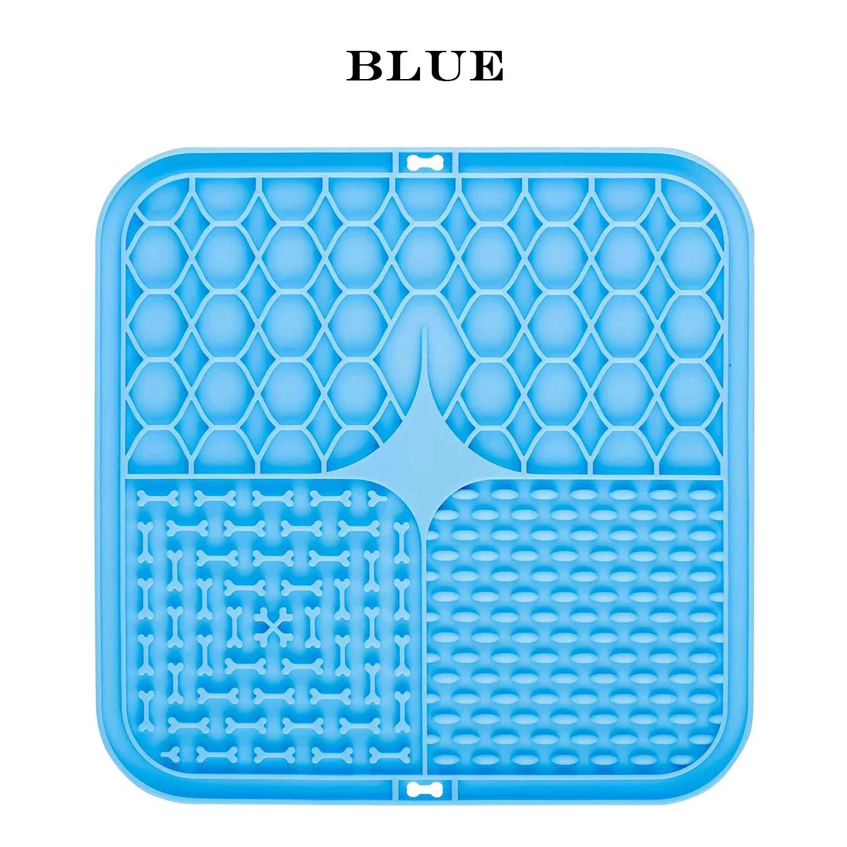 Blue silicone mat with textured design on a white background