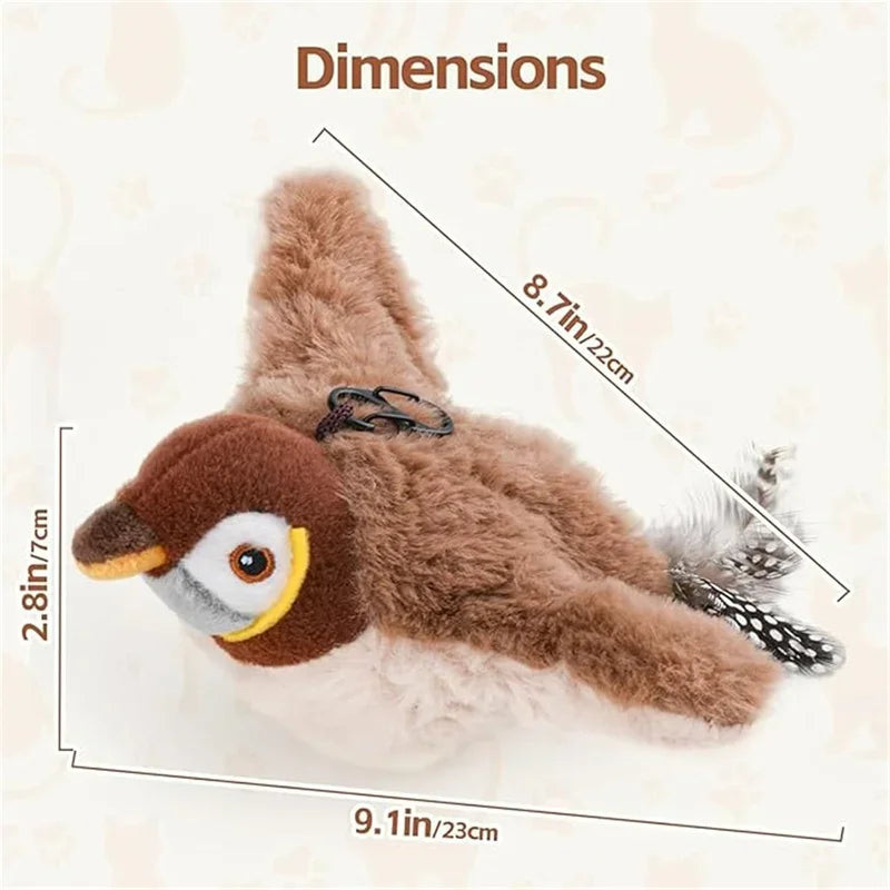 Plush toy penguin with dimensions labeled on a beige background
