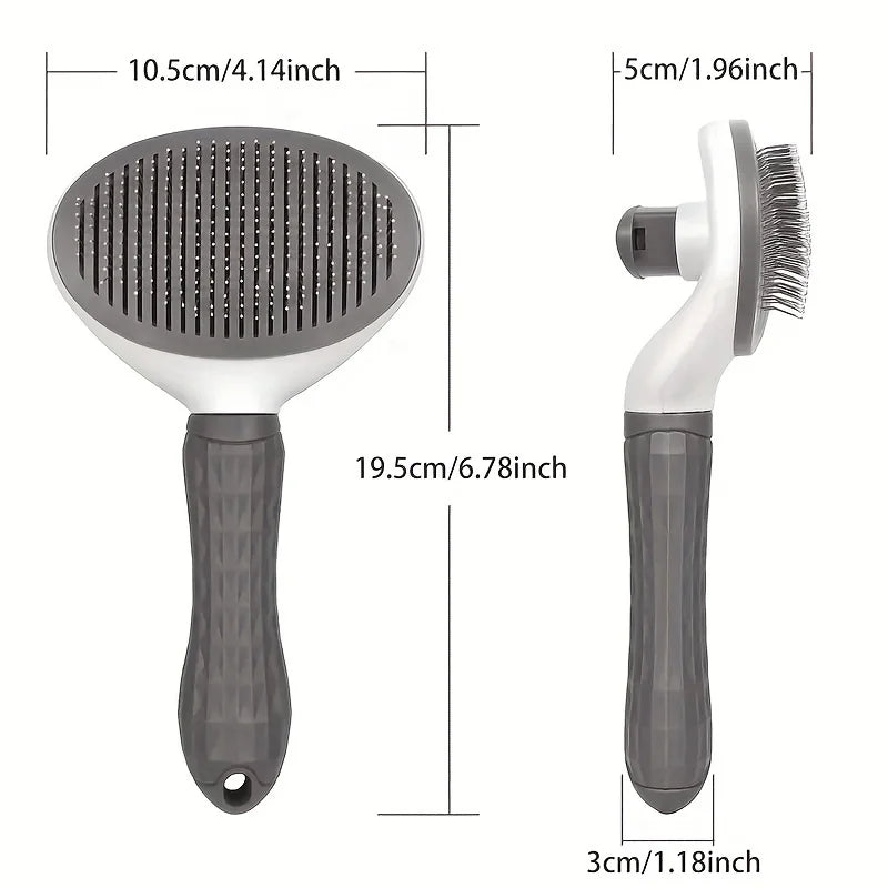 Two pet grooming tools with measurements on a white background