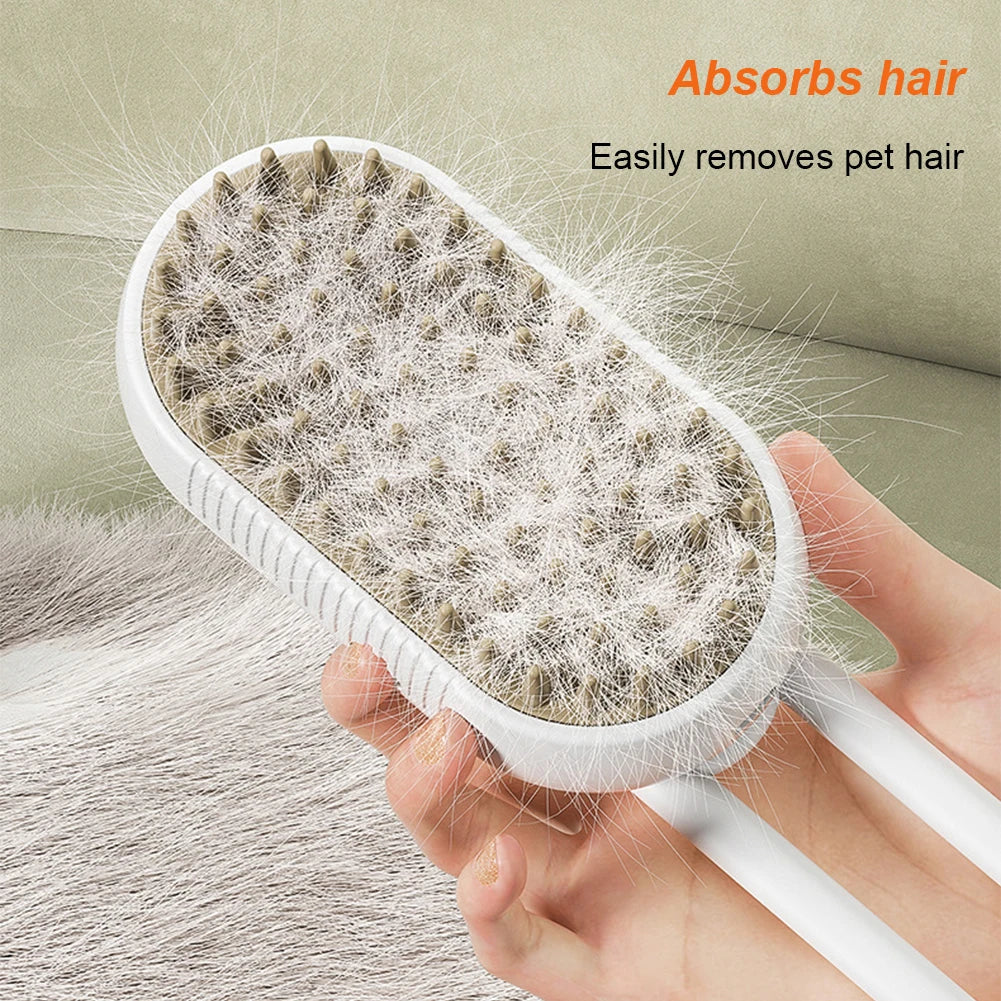 Hair removal brush with collected pet hair against a neutral background