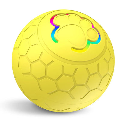 Yellow textured ball with colorful accents on a white background