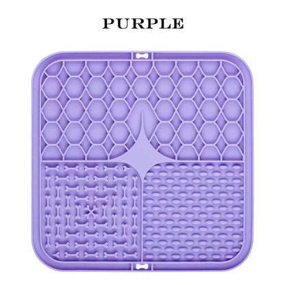 Purple silicone mat with textured design on a white background