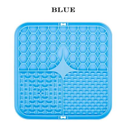 Blue silicone mat with textured design on a white background